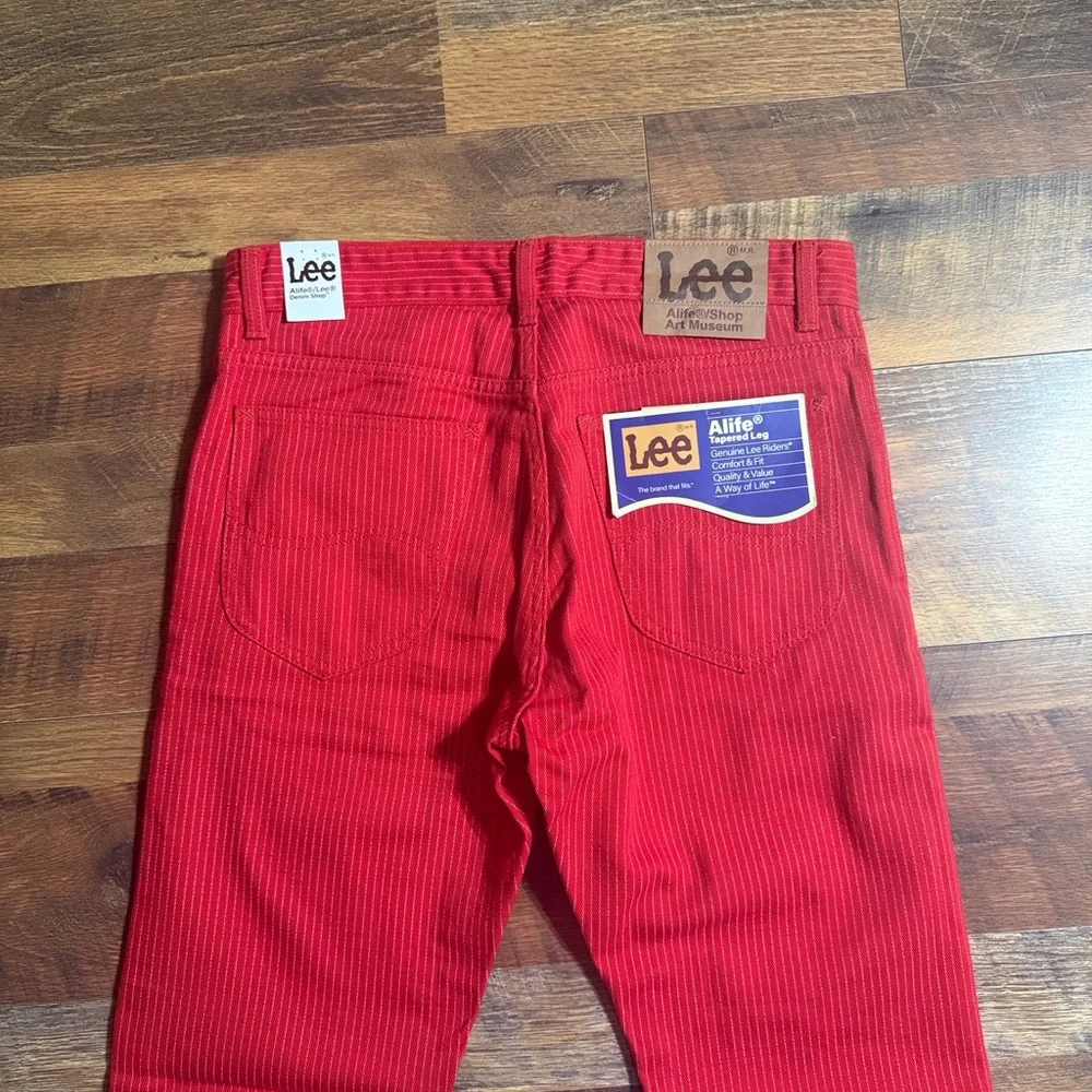 NWT Lee x Alife Collab Red Pinstripe Tapered Leg Jeans 32x32